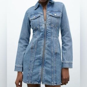 Zara Denim Zip Up Dress